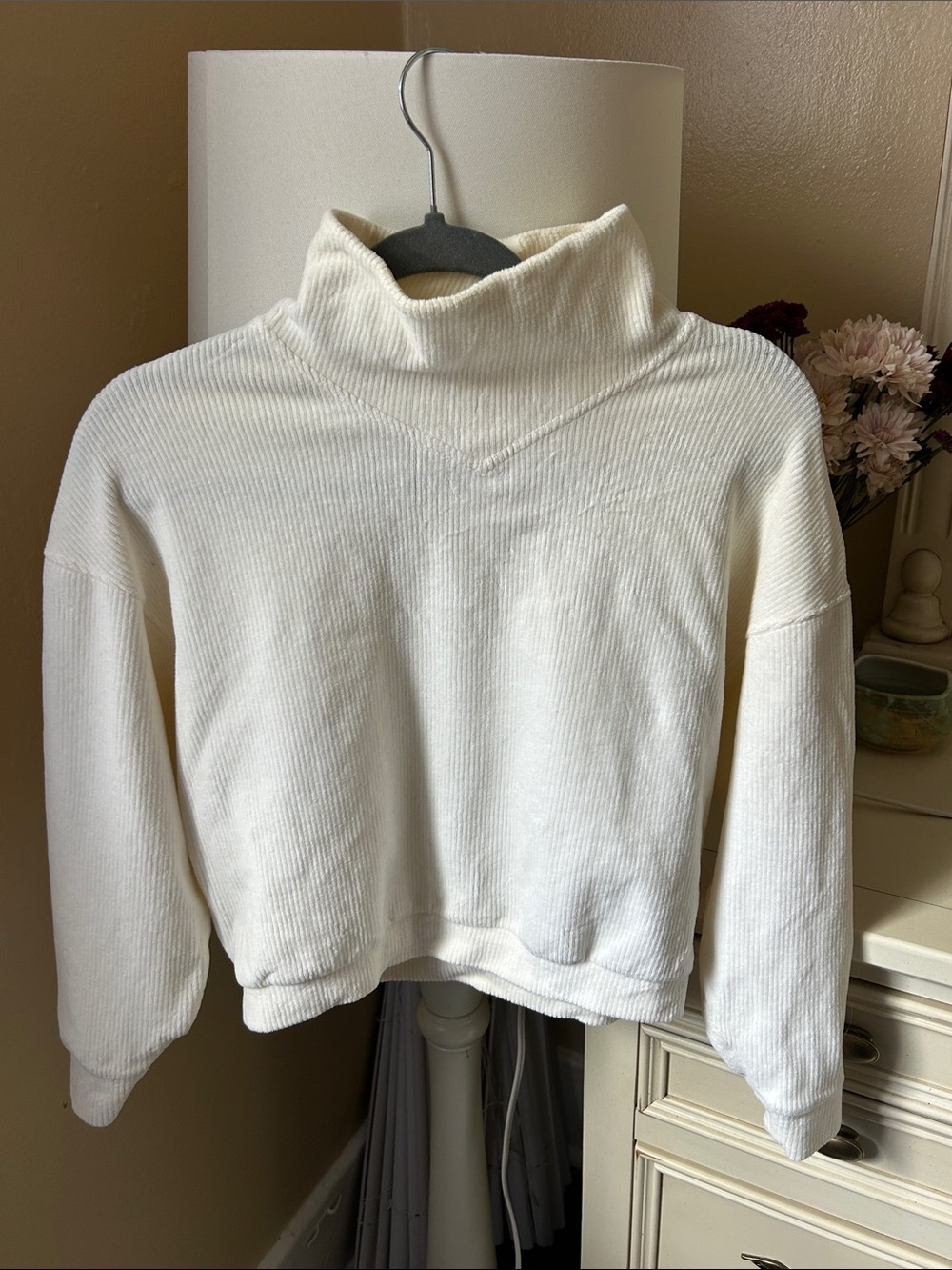 Madewell Cream Ribbed Funnel Neck Sweater